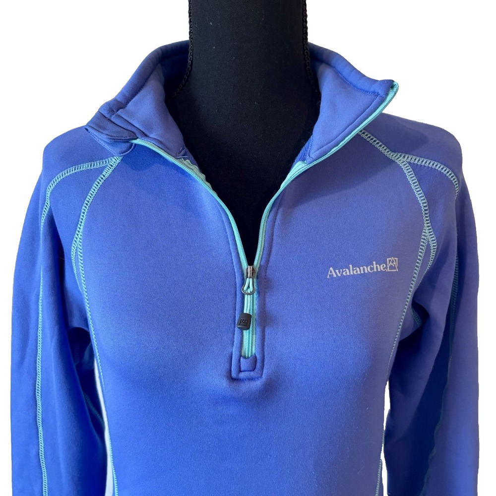 Avalanche Blue Quarter Zip Fleece Thumbholes Performance Layer Size Medium